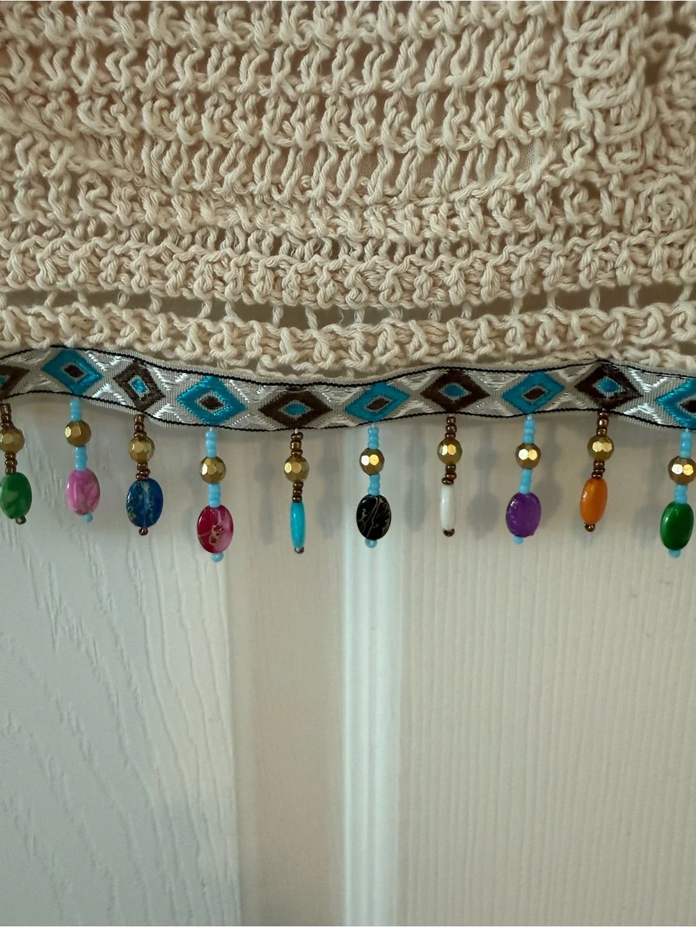 Coachella Evil Eye Beaded Crochet Halter Top Medium - Picture 5 of 7